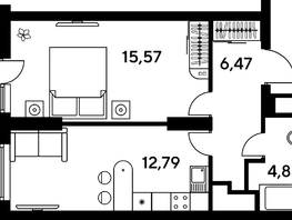 Продается 1-комнатная квартира ЖК Малина Парк, дом 4, 42.18  м², 6190000 рублей