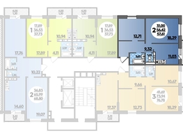 Продается 2-комнатная квартира ЖК Суворовский, литера 01, 57.61  м², 6826785 рублей