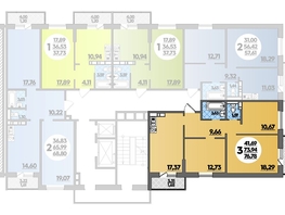 Продается 3-комнатная квартира ЖК Суворовский, литера 01, 76.78  м², 9973722 рублей