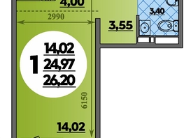 Продается Студия ЖК Суворовский, литера 23, 26.2 м², 3926080 рублей