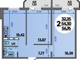 Продается 2-комнатная квартира ЖК Суворовский, литера 23, 56.76 м², 6959031 рублей