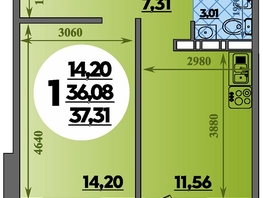Продается 1-комнатная квартира ЖК Суворовский, литера 23, 37.31 м², 4519760 рублей