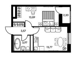 Продается 2-комнатная квартира ЖК Культура, дом 2, 37.37  м², 5660000 рублей