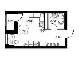 Продается 2-комнатная квартира ЖК Культура, дом 2, 37.61  м², 6130000 рублей