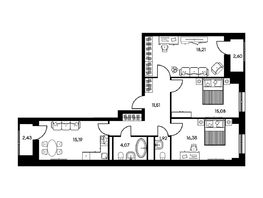 Продается 3-комнатная квартира ЖК Культура, дом 2, 88.36  м², 11200000 рублей