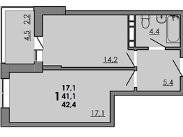 Продается 1-комнатная квартира ЖК Gray (Грэй), кв-л 11-3, 42.4 м², 5702800 рублей