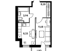 Продается 1-комнатная квартира ЖК Малина Парк, дом 1, 32.81 м², 5460000 рублей