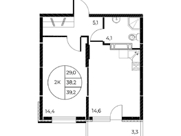 Продается 2-комнатная квартира ЖК Панорама на Театральном, литера 1, 39.2 м², 6769840 рублей