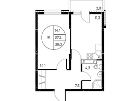 Продается 1-комнатная квартира ЖК Панорама на Театральном, литера 1, 38 м², 6498000 рублей