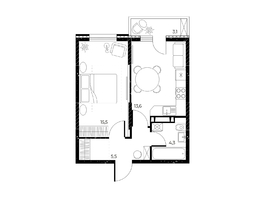 Продается 1-комнатная квартира ЖК Панорама на Театральном, литера 1, 39.8 м², 6567000 рублей