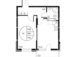 Продается 1-комнатная квартира ЖК Панорама на Театральном, литера 1, 39.1 м², 5850000 рублей
