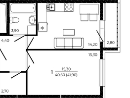 Продается 1-комнатная квартира ЖК ПРИТЯЖЕНИЕ, литер 3, 41.9 м², 5028000 рублей