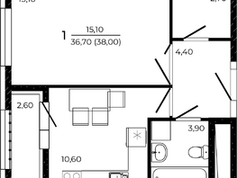 Продается 1-комнатная квартира ЖК ПРИТЯЖЕНИЕ, литер 3, 38 м², 4864000 рублей