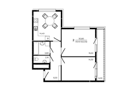 Продается 2-комнатная квартира ЖК ПРИТЯЖЕНИЕ, литер 3, 62.55 м², 7818750 рублей