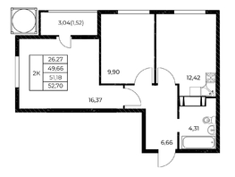 Продается 2-комнатная квартира ЖК Звезда Столицы 2, 52.7 м², 8484700 рублей
