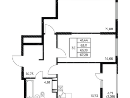 Продается 2-комнатная квартира ЖК Звезда Столицы 2, 67.28 м², 9486480 рублей