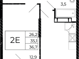 Продается 1-комнатная квартира ЖК Флора, литера 2.1, 36.7 м², 5505000 рублей