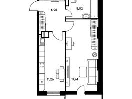 Продается 1-комнатная квартира ЖК Гринсайд, 4.1-4.3, 45.09 м², 7270000 рублей