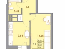 Продается 1-комнатная квартира Тибетская ул, 37.18 м², 4520000 рублей
