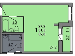 Продается Студия ЖК Gray (Грэй), кв-л 11-2, 32.8 м², 4887200 рублей