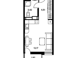 Продается Студия ЖК Гринсайд, 5.1-5.5, 22.44 м², 4610000 рублей