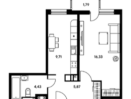Продается 1-комнатная квартира ЖК Гринсайд, 5.1-5.5, 37.22 м², 6180000 рублей