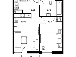 Продается 1-комнатная квартира ЖК Гринсайд, 5.1-5.5, 38.1 м², 6330000 рублей