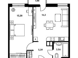 Продается 2-комнатная квартира ЖК Гринсайд, 5.1-5.5, 41.83 м², 6870000 рублей