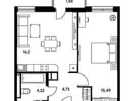 Продается 2-комнатная квартира ЖК Гринсайд, 5.1-5.5, 41.72 м², 6130000 рублей