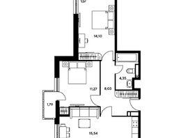 Продается 3-комнатная квартира ЖК Гринсайд, 5.1-5.5, 53.85 м², 7220000 рублей