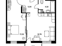 Продается 2-комнатная квартира ЖК Гринсайд, 5.1-5.5, 47.12 м², 6210000 рублей