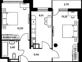Продается 2-комнатная квартира ЖК Гринсайд, 5.1-5.5, 47.95 м², 6070000 рублей