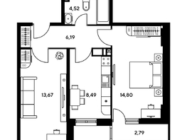 Продается 2-комнатная квартира ЖК Гринсайд, 5.1-5.5, 53.68 м², 6820000 рублей