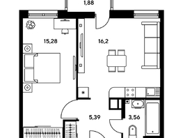Продается 2-комнатная квартира ЖК Гринсайд, 5.1-5.5, 38.73 м², 5690000 рублей