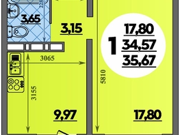 Продается 1-комнатная квартира ЖК Суворовский, литера 6, 35.67 м², 4950996 рублей