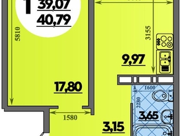 Продается 1-комнатная квартира ЖК Суворовский, литера 6, 40.79 м², 5270068 рублей
