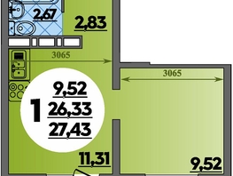Продается Студия ЖК Суворовский, литера 6, 27.43  м², 4026724 рублей