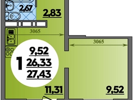Продается Студия ЖК Суворовский, литера 6, 27.43  м², 4007523 рублей