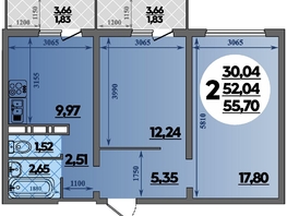 Продается 2-комнатная квартира ЖК Суворовский, литера 6, 55.7  м², 7146310 рублей