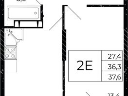 Продается 1-комнатная квартира ЖК Флора, литера 3.1, 37.6  м², 6241600 рублей