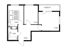Продается 2-комнатная квартира ЖК Звезда Столицы 2, 56.94 м², 9110400 рублей