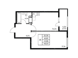 Продается 1-комнатная квартира ЖК Звезда Столицы 2, 46.03  м², 6858470 рублей