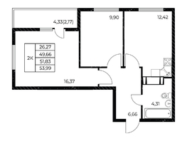 Продается 2-комнатная квартира ЖК Звезда Столицы 2, 53.99 м², 8854360 рублей