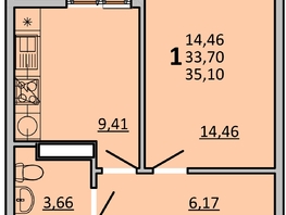 Продается 1-комнатная квартира ЖК Frame (Фрейм), 11Б, 35.1 м², 6089850 рублей