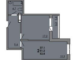 Продается 2-комнатная квартира ЖК Грей, кв-л 11-2, 53  м&sup2;, 7261000 рублей