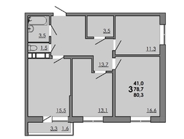 Продается 3-комнатная квартира ЖК Gray (Грэй), кв-л 11-2, 80.25  м², 10392375 рублей