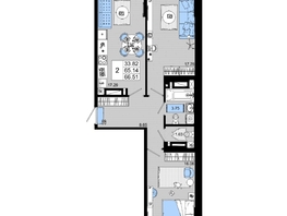 Продается 2-комнатная квартира ЖК Октябрь Парк, 2.1, 66.51  м², 8513280 рублей