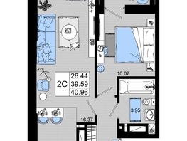 Продается 1-комнатная квартира ЖК Октябрь Парк, 2.1, 40.96 м², 5324800 рублей