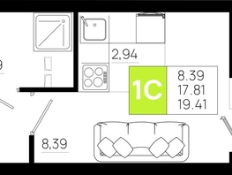 Продается Студия ЖК Октябрь Парк, 5.2, 19.41  м², 2930910 рублей
