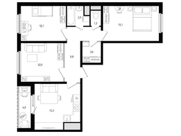Продается 3-комнатная квартира ЖК Левенцовка Парк, лит 8-11 стр.2, сек.4,5, 73.3 м², 9998120 рублей